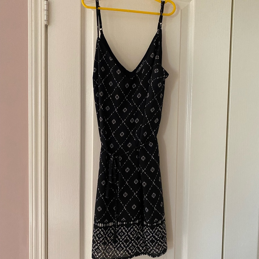 Black patterned tank romper